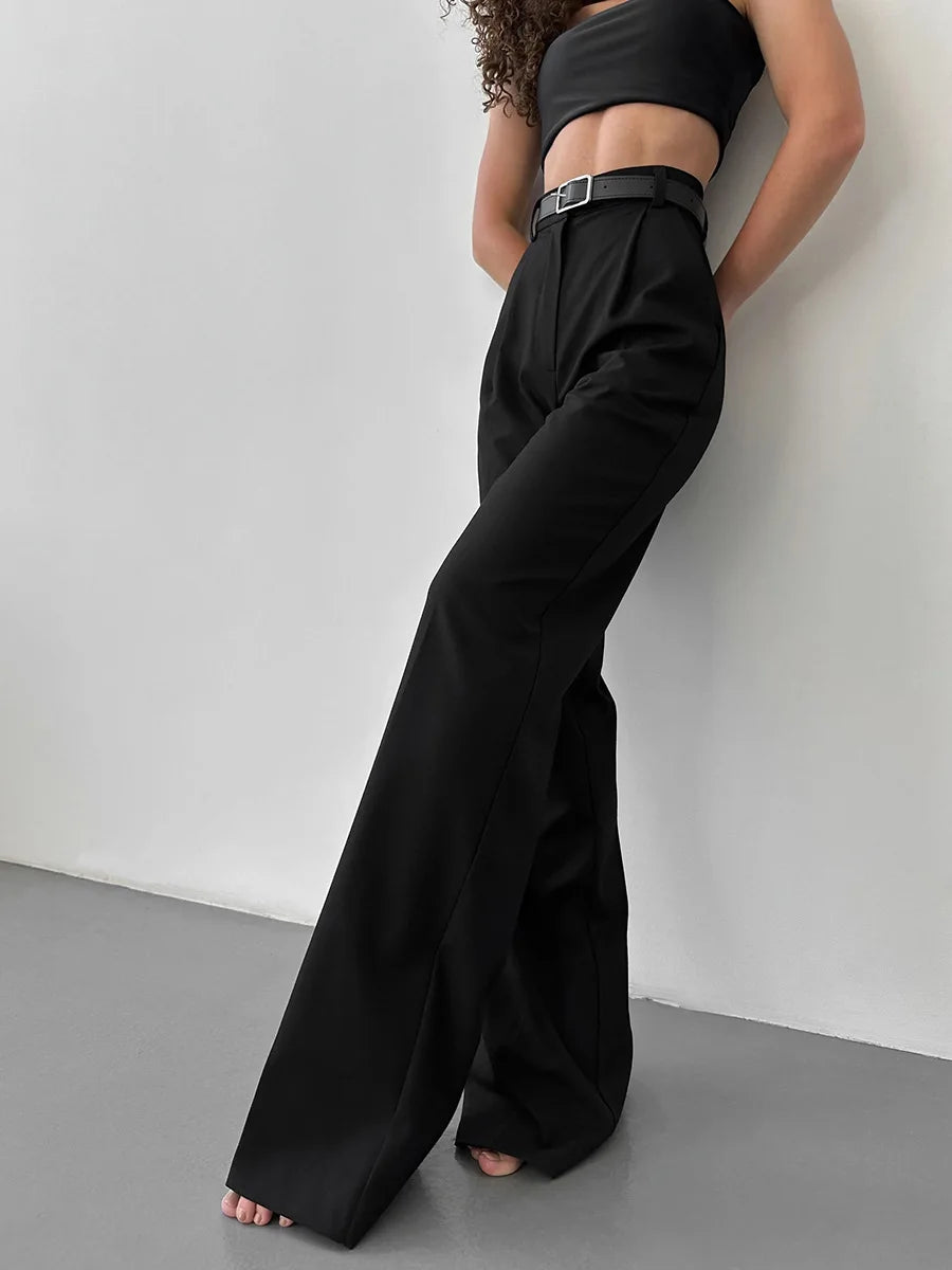 Classic Formal Straight Leg Pants Spring Summer Women's Versatile Casual Wear Loose Fit Wide Leg Pants The Clothing Company Sydney