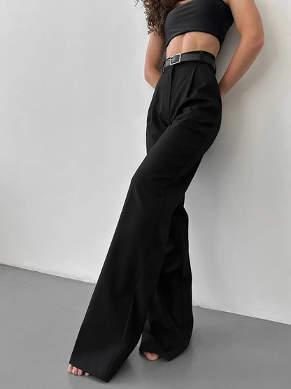 Classic Formal Straight Leg Pants Spring Summer Women's Versatile Casual Wear Loose Fit Wide Leg Pants The Clothing Company Sydney