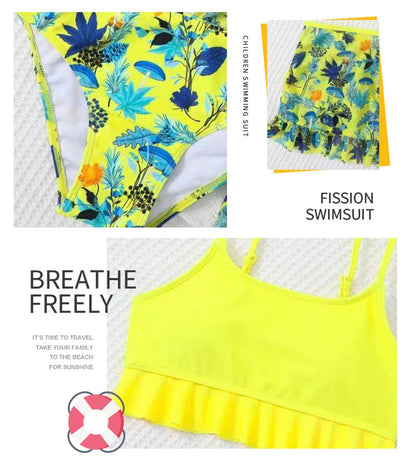 Flower Print Girls Swimwear Kids Children 3 Piece Swimsuit Cover Up Set Teens Swimming Suit The Clothing Company Sydney