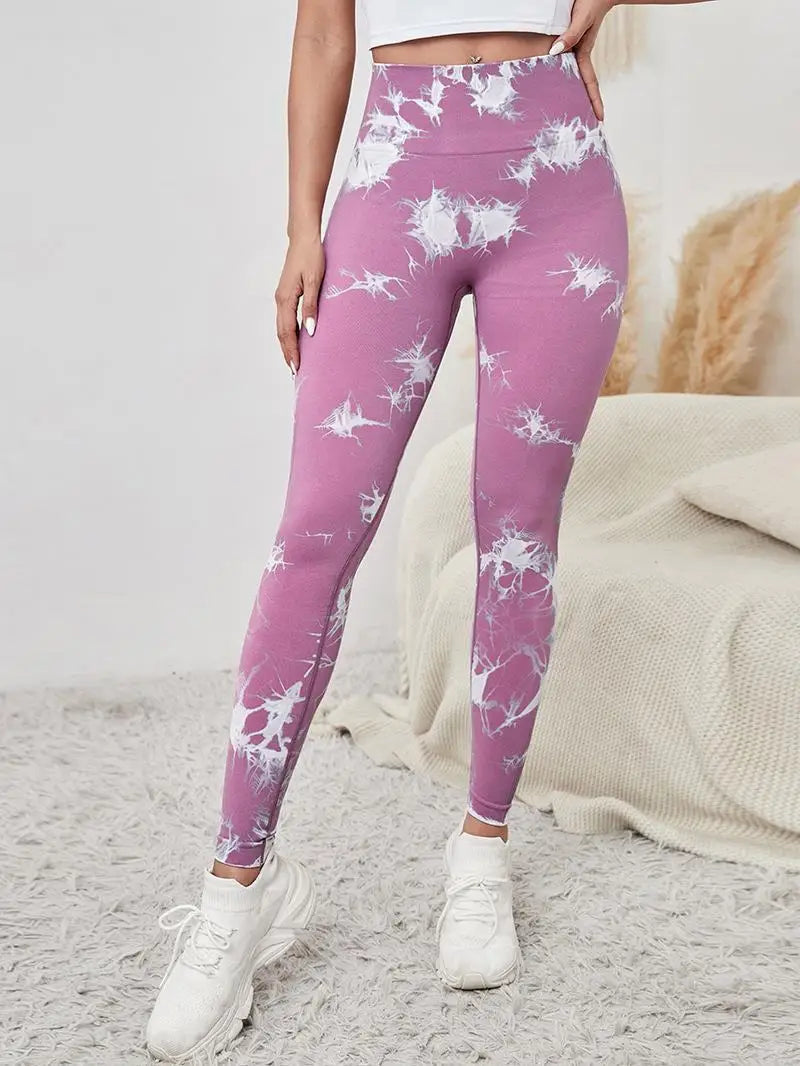Hip Lifting Seamless Fitness Gym Leggings Tie-Dye Yoga Pants Women's Exercise Tights High Waist Workout Pants The Clothing Company Sydney