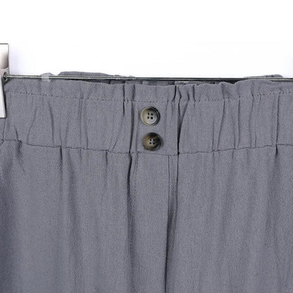 Women's Cotton Linen Loose Wide Leg Pants Summer Female High Elastic Waist Button Casual Streetwear Trousers The Clothing Company Sydney