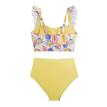 2 Piece Print Swimsuit Ruffle Swimwear Tops And High Waist Bikini Swim Shorts The Clothing Company Sydney