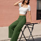 High Waisted Fashion Wide Leg Trousers Womens Loose Casual Lightweight Soft Button Closure 2 Pockets Pants The Clothing Company Sydney
