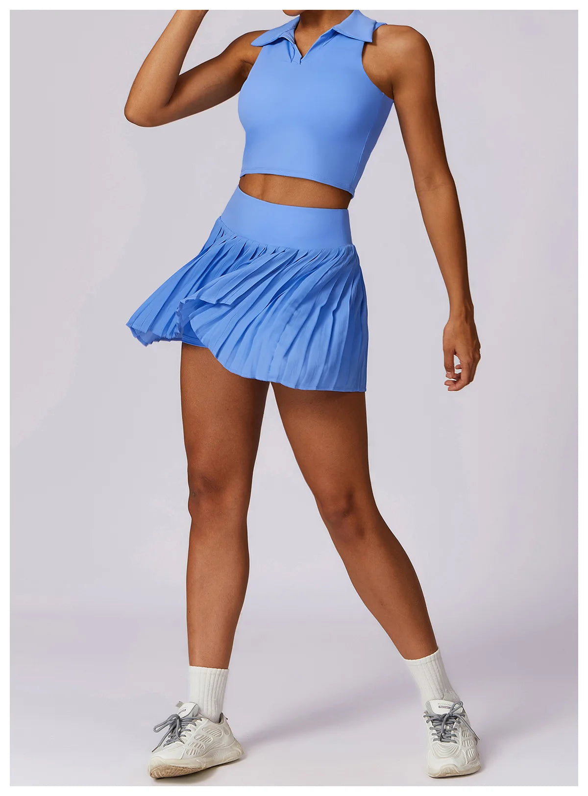 2 Piece Women's Gym Clothes Running Sports Fitness Breathable Yoga Tennis Top and Skirt Set - The Clothing Company Sydney