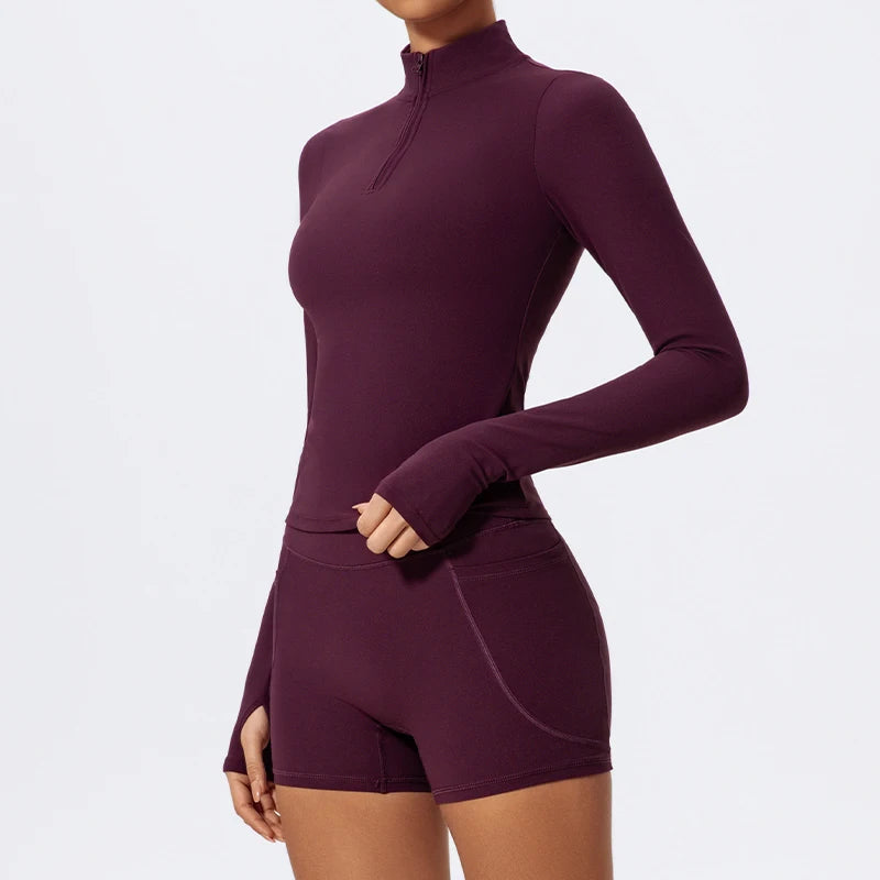 2 Piece Sports Suit Women Half Zipper Long Sleeves Slim Yoga Set Flared Activewear Gym Workout Sportswear The Clothing Company Sydney