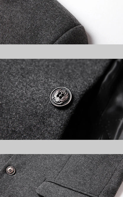 Business Casual Trench Coat Men Style Winter Coat Men's Autumn and Winter Wool Mix Coat Jacket - The Clothing Company Sydney