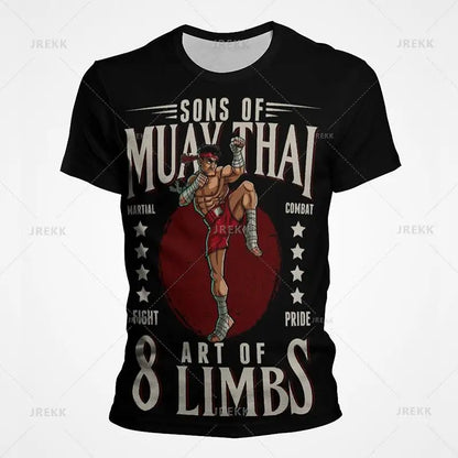 Muay Thai Gym Graphic T Shirt For Men Women Kids 3D Thai Boxing Sports Tee Shirts Streetwear Short Sleeves Quick Dry Top - The Clothing Company Sydney