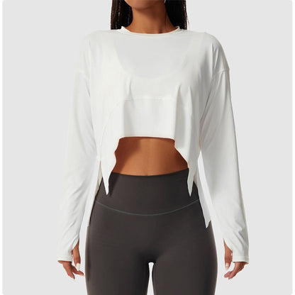 Women's Sport Tops Workout Crop Sweatshirt Long Sleeve High Elastic Sports Cycling Running Training Loose Fitness Sport Blouse The Clothing Company Sydney