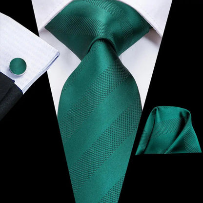 Green Paisley Silk Tie Set for Men – Necktie, Pocket Square & Cufflinks The Clothing Company Sydney