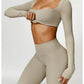 2 Piece Long Sleeve Gym Set Women Yoga Clothes Quick-Drying Sportswear Running Leggings Workout Sports Crop Top Shorts