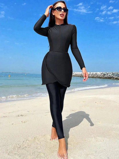 3 Piece Swimwear Women Full Length Patchwork Long Sleeves Sports Bathing Suit Quick Drying Swimsuit The Clothing Company Sydney