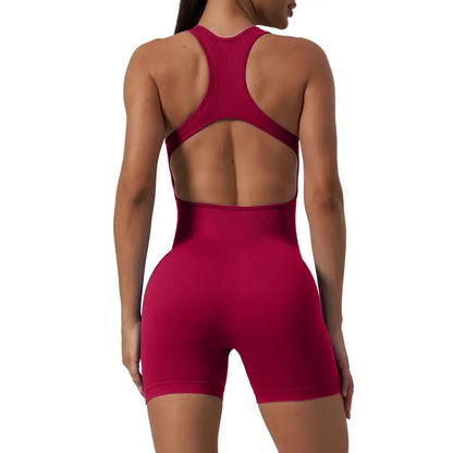 Women's Sleeveless Seamless Yoga Jumpsuits Workout Ribbed Playsuit Outfit Fitness Sportswear Activewear The Clothing Company Sydney
