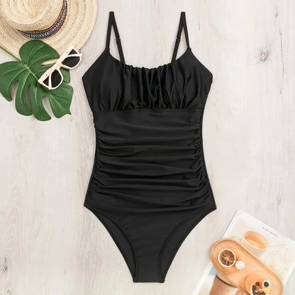 Black One Piece Swimsuit Swimwear Beach Bathing Suit Monokini Beachwear - The Clothing Company Sydney