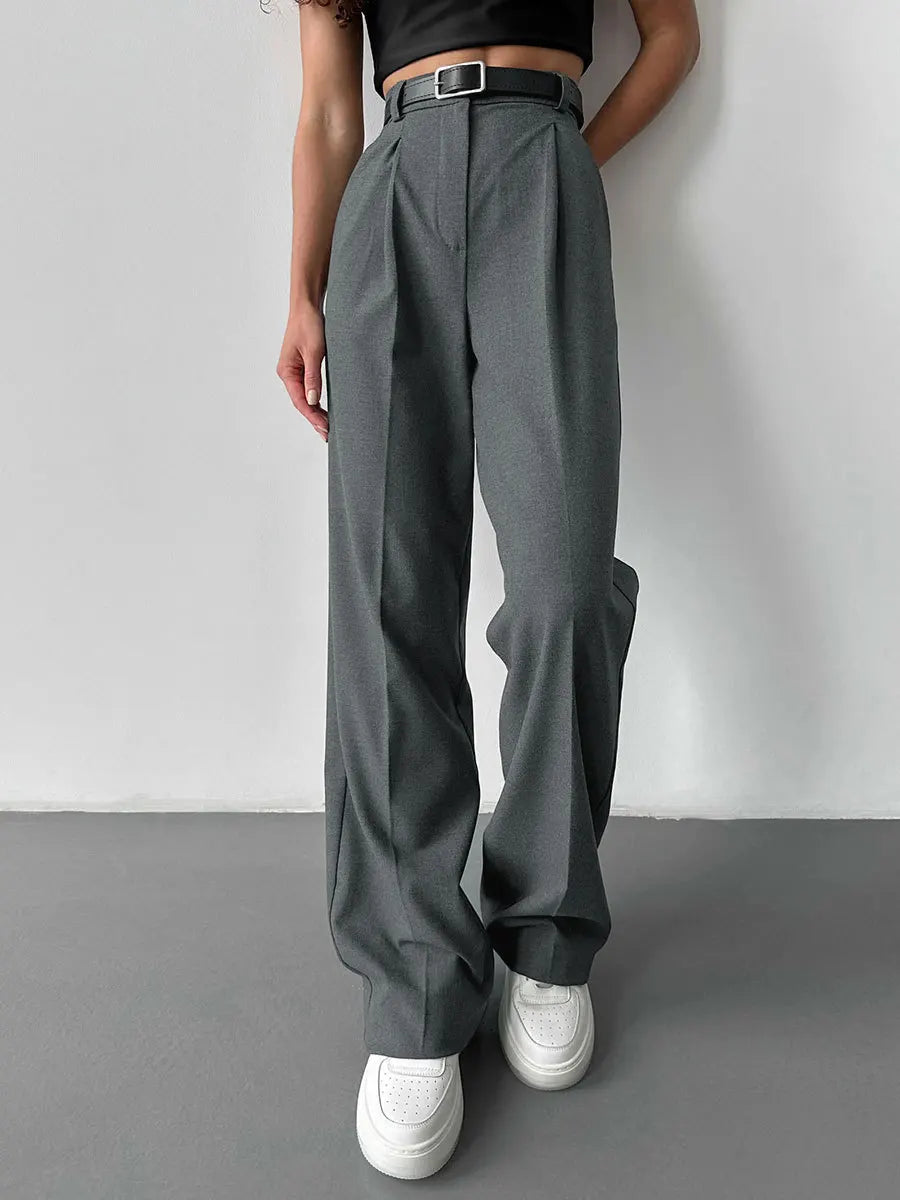 Classic Formal Straight Leg Pants Spring Summer Women's Versatile Casual Wear Loose Fit Wide Leg Pants The Clothing Company Sydney