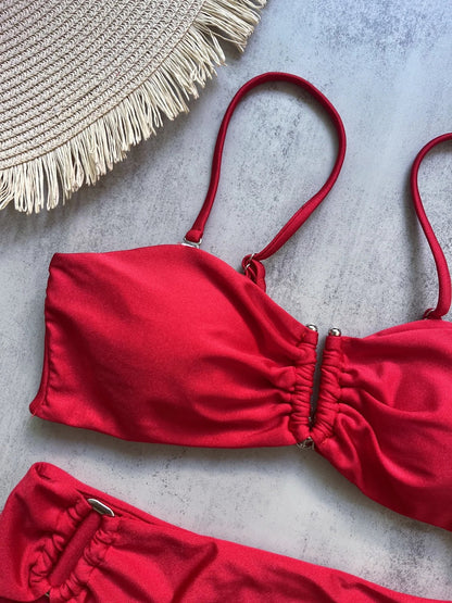 2 Piece Bandeau Bikini Push Up Swimsuit Swimwear Brazilian Bikini Set Thong Swim Suits Solid Beachwear The Clothing Company Sydney