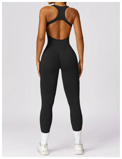 Seamless Gym Sport Jumpsuit Women Sportswear Hollow Backless Scrunch Fitness Overalls Push Up One Pieces Outfit Yoga Wear The Clothing Company Sydney