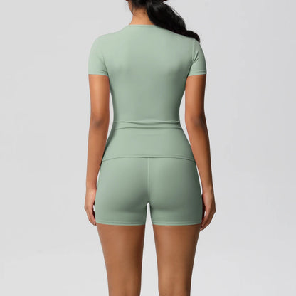 Workout Sportswear 2 Piece Piece Female Yoga Shirt Push Up Workout Clothes Outdoors Sport  High Waist  Fitness Sport Shorts - The Clothing Company Sydney