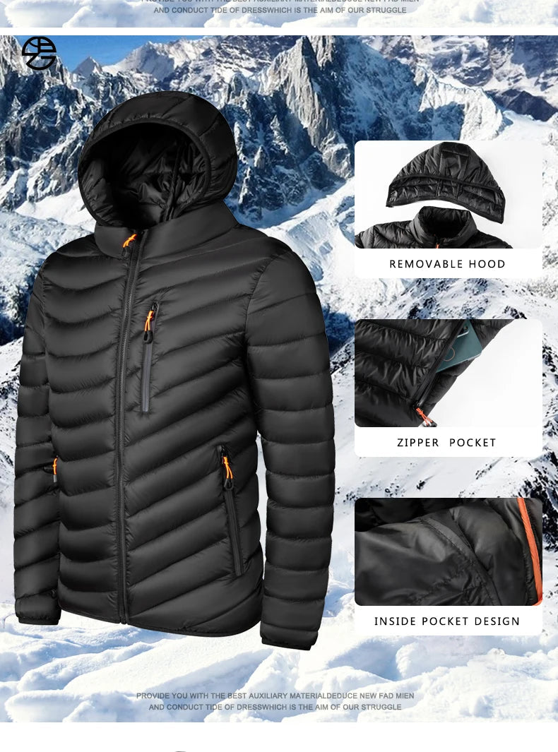 Men’s Hooded Winter Parka – Windproof Thick Casual Jacket with Detachable Hat The Clothing Company Sydney