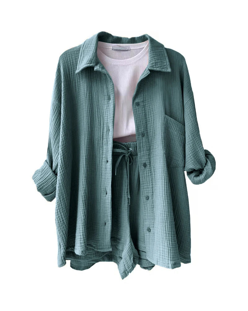 Summer Women's Suit Short Sets Outfits Suit Two Piece Button Up Matching Outfit Set - The Clothing Company Sydney
