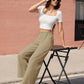 High Waisted Fashion Wide Leg Trousers Womens Loose Casual Lightweight Soft Button Closure 2 Pockets Pants The Clothing Company Sydney