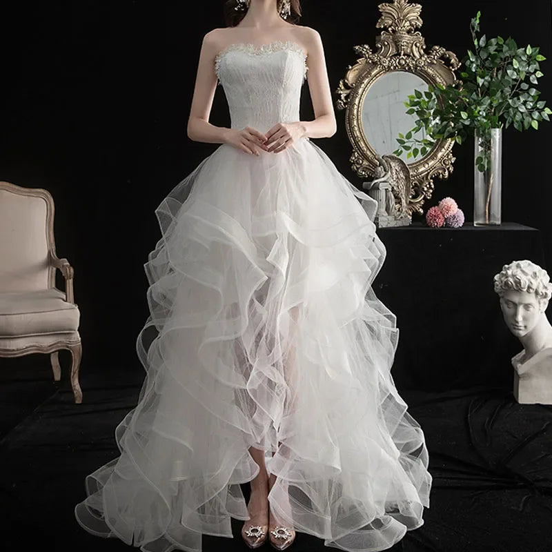 Long Back Light Wedding Dress Princess Fluffy Trailing Cake Skirt  Wedding Dress The Clothing Company Sydney