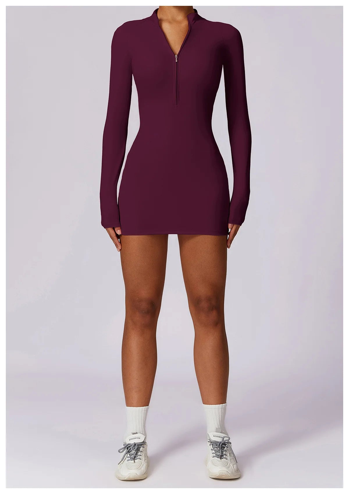 Zipper Long Sleeve JumpSuits Women Workout Tracksuit Short Skirt Sportswear Yoga Set Fitness Bodysuit Gym Clothes Yoga Suit - The Clothing Company Sydney