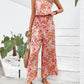 Elegant Long Women's Backless Wide Leg Jumpsuits Casual Sleeveless Floral Rompers Summer Matching Outfit Set - The Clothing Company Sydney