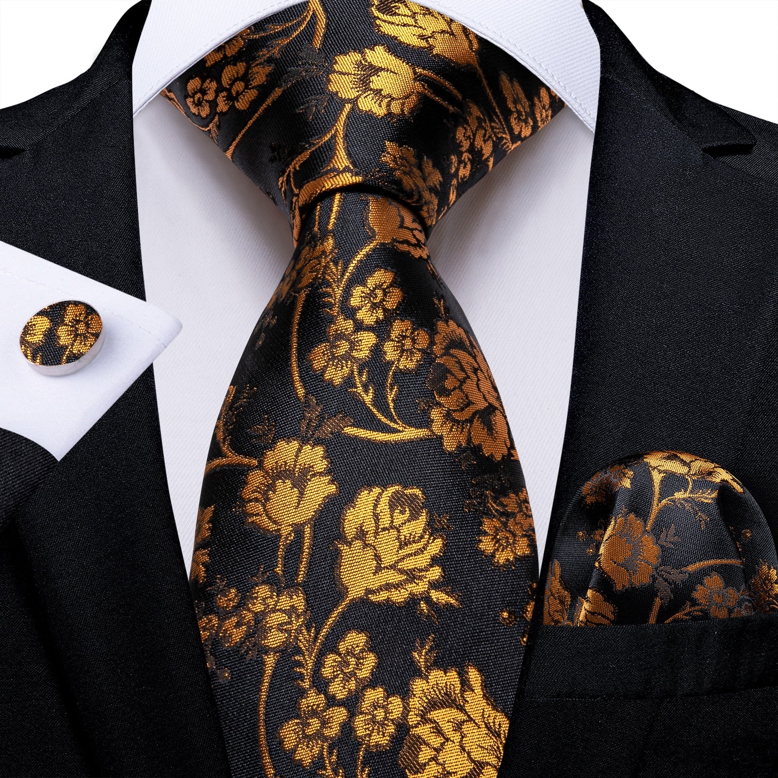 Men's Tie Luxury Yellow Blue Striped Paisley Plaid Silk Wedding Tie For Men's Designer Hanky Cufflinks Gift Tie Set The Clothing Company Sydney