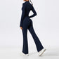 2 Piece Sports Suit Women Half Zipper Long Sleeves Slim Yoga Set Flared Activewear Gym Workout Sportswear The Clothing Company Sydney