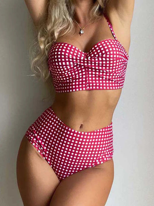 High Waist Printed Swimwear Strapped Swimsuit Padded Bathers Bathing Suit Bikini Beachwear The Clothing Company Sydney