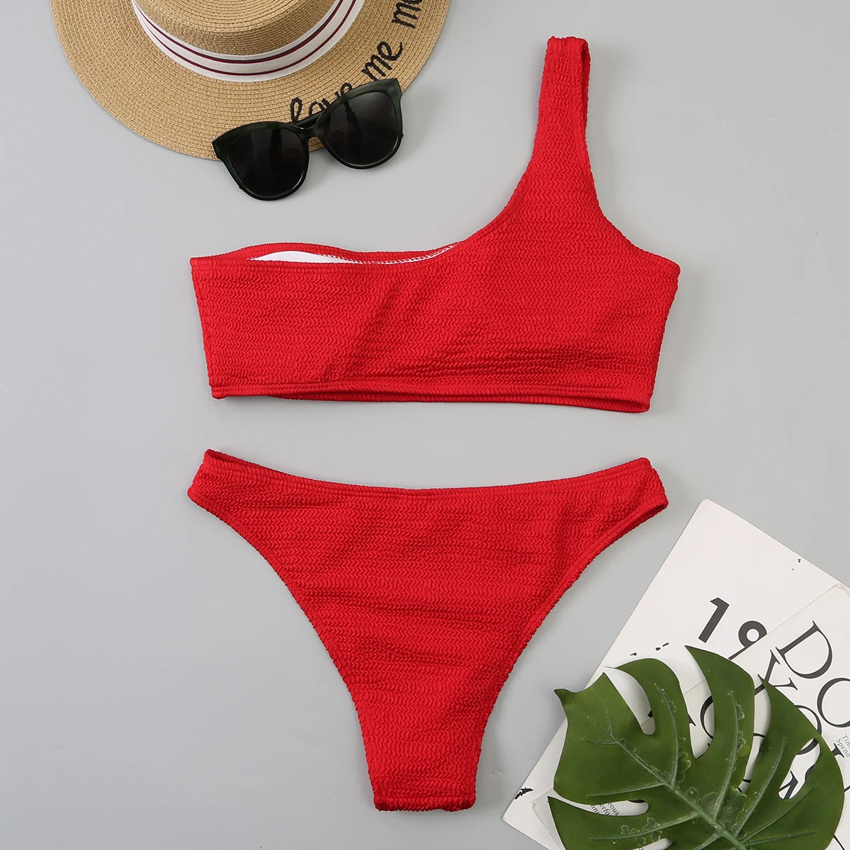 One Shoulder Bikini Women Swimwear Swimsuit Solid Beachwear Bathers Bathing Suit The Clothing Company Sydney