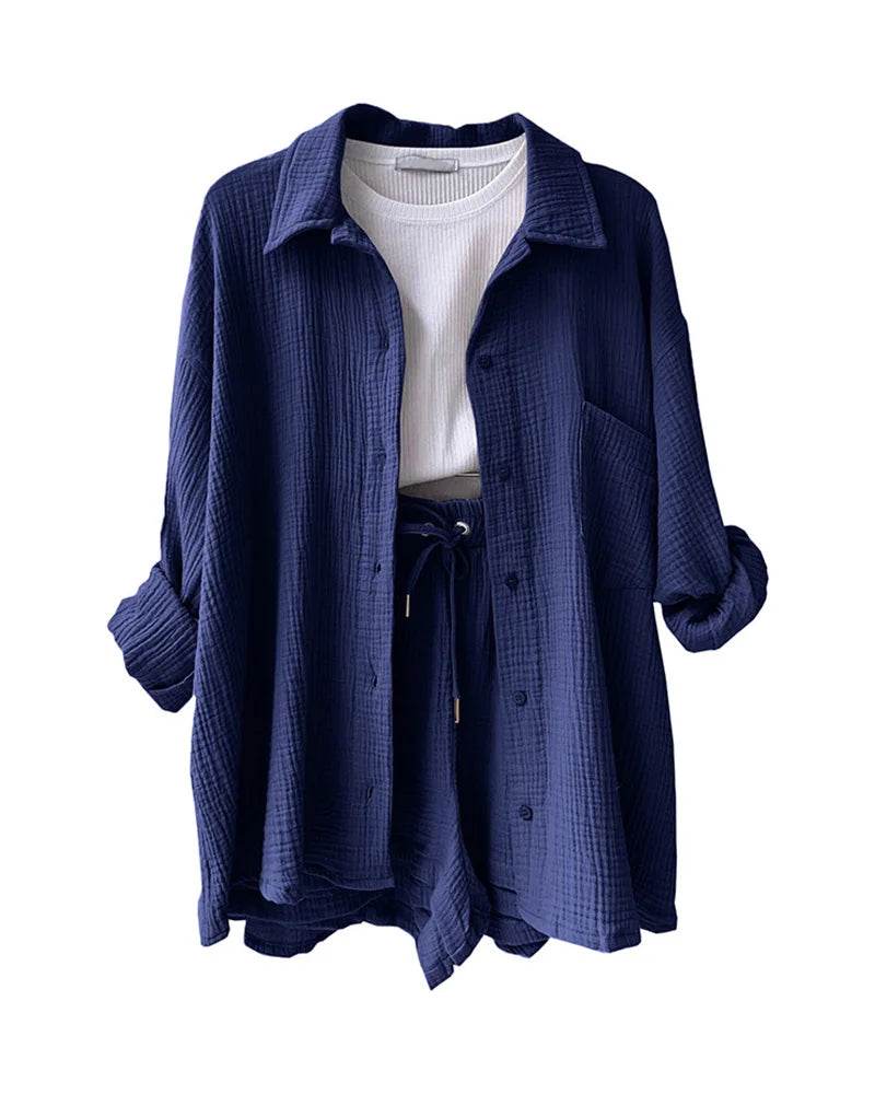 Summer Women's Suit Short Sets Outfits Suit Two Piece Button Up Matching Outfit Set - The Clothing Company Sydney