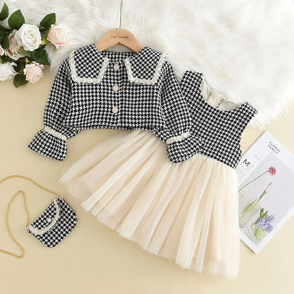 3 Piece Girls Clothes Spring Autumn New Girls Plaid Vest Dress Retro Outwear Coat Fashion Baby Party Outfits Set The Clothing Company Sydney
