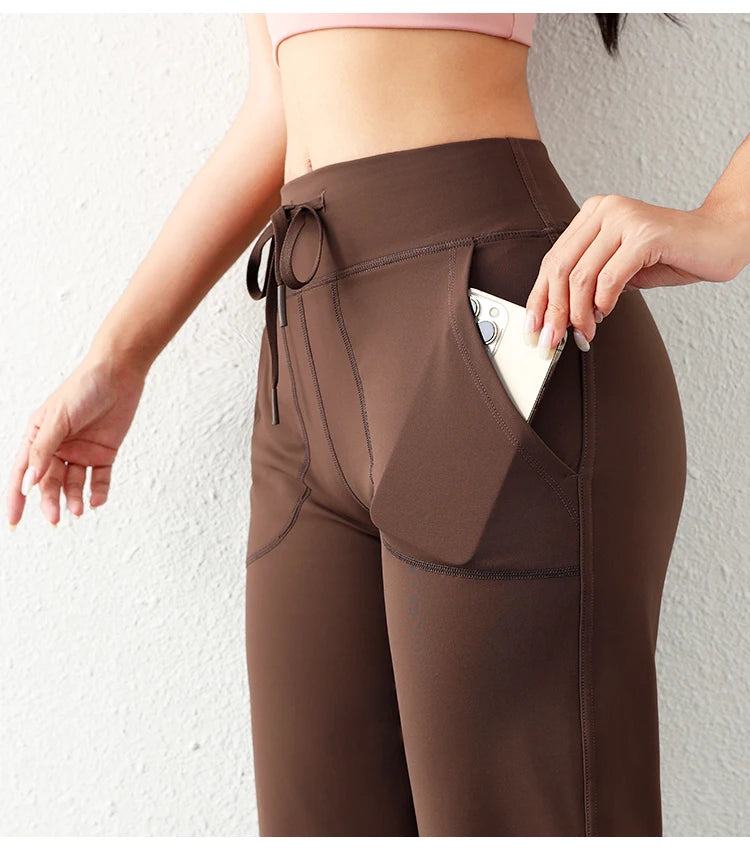 Women's Casual Loose Straight Running Sweatpants Wide Leg Drawstring Design With Side Pockets Leggings Yoga Pants The Clothing Company Sydney