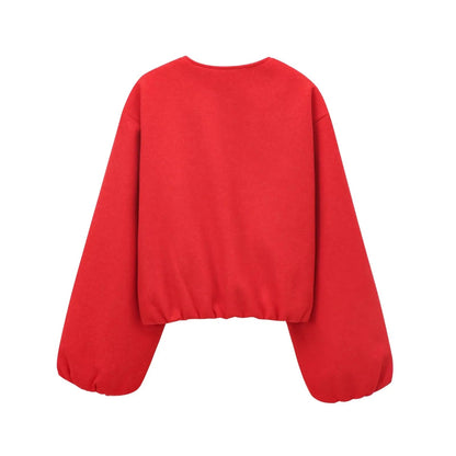 Women's Red Zipper Bomber Jackets Soft Cropped Jackets Long Sleeve Sports Jacket Outerwear The Clothing Company Sydney