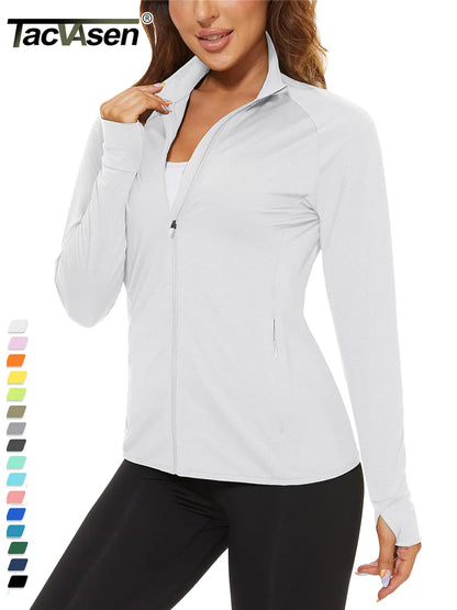 UPF 50+ Sun Protection Summer Shirts Women's Long Sleeve Shirts Full Zip Casual Jackets Zipper Pockets Golf Athlete Tops The Clothing Company Sydney