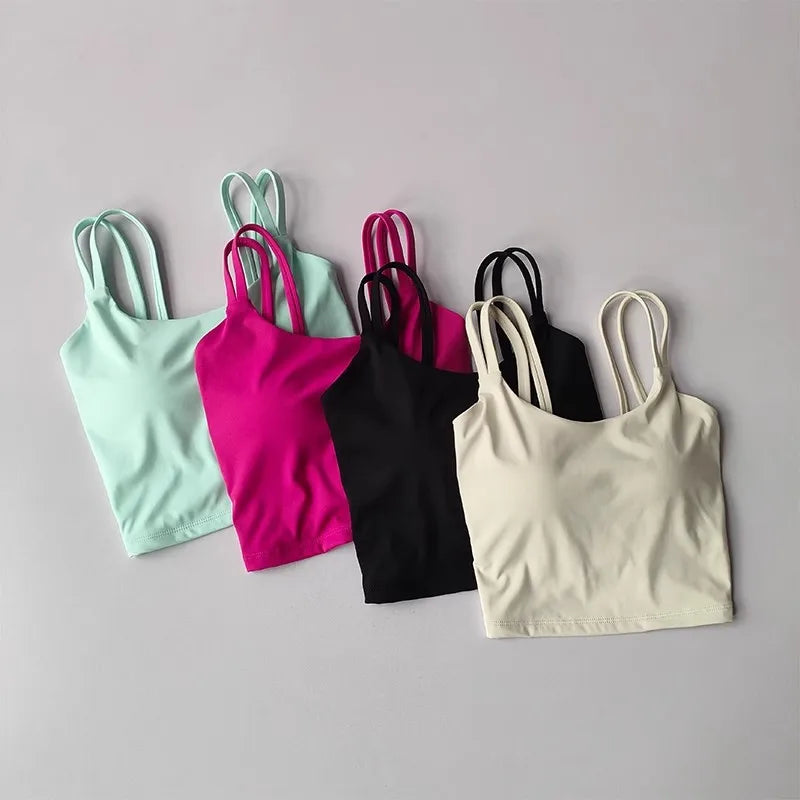 Women's Sports Bras Fitness Top Lingerie, Push Up Fixed Pad Yoga Bra Knotted Back Running Vest Gym Tops The Clothing Company Sydney