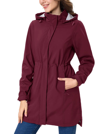 Long Fleece Lined Jackets Womens Warm Winter Softshell Jackets Windproof Hooded Rain Coat Outdoor Windbreaker Parka The Clothing Company Sydney