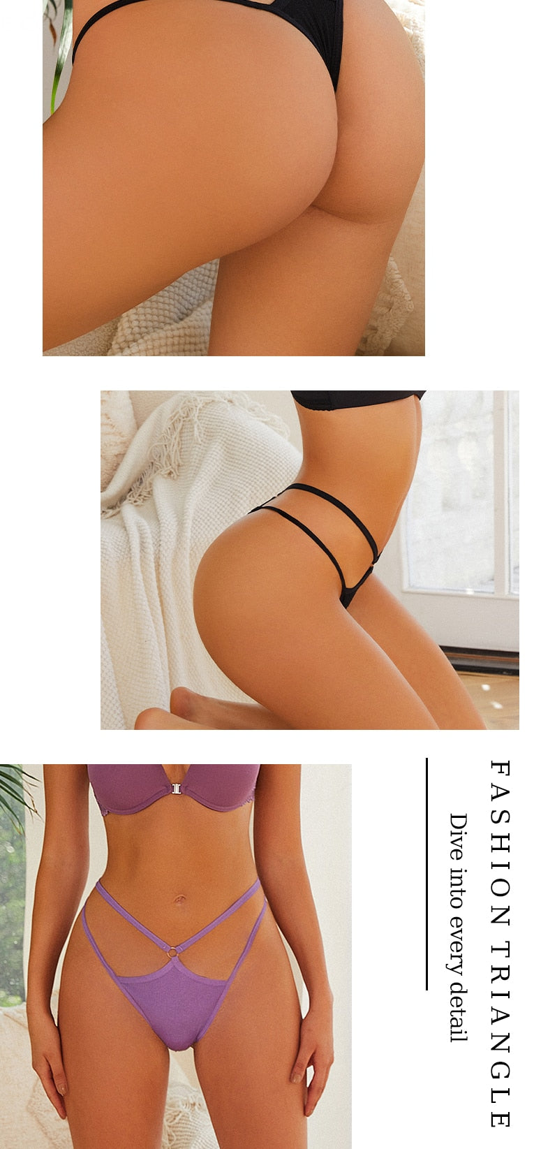 2 Piece Set Thongs Hollow Out G-String Low Waist Seamless Women's Panties Cotton Crotch Underwear Comfort Lingerie The Clothing Company Sydney