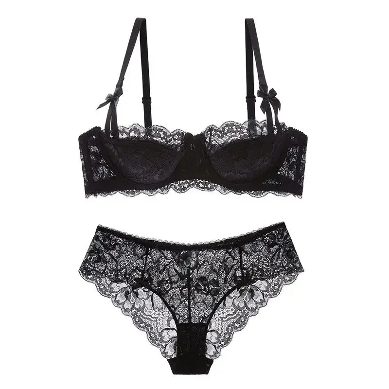 2 Piece Pull-up Bra with Bow Breathable Lace Bra Anti-slip Cup Date Night Set The Clothing Company Sydney