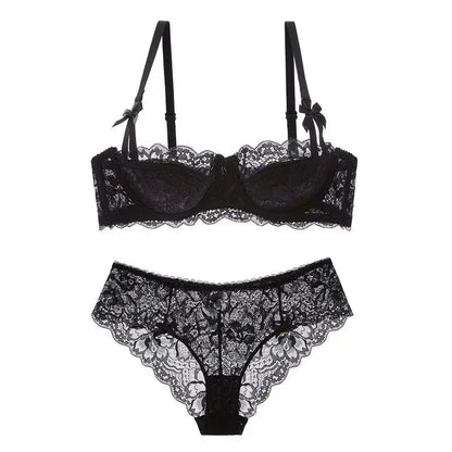 2 Piece Pull-up Bra with Bow Breathable Lace Bra Anti-slip Cup Date Night Set The Clothing Company Sydney