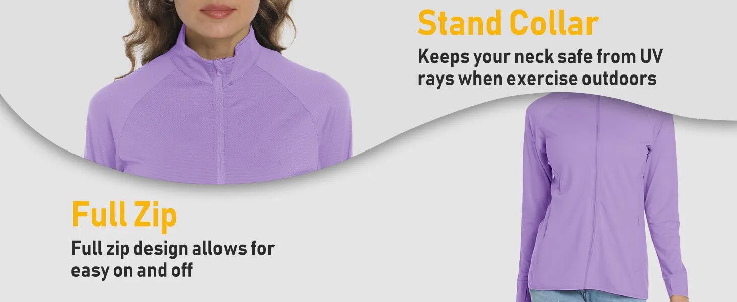 UPF 50+ Sun Protection Summer Shirts Women's Long Sleeve Shirts Full Zip Casual Jackets Zipper Pockets Golf Athlete Tops The Clothing Company Sydney