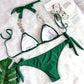 Rhinestone Two 2 Piece Swimsuit Crystal Thong String Bikini Set Women Swimwear Beach Wear Bathing Suit