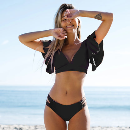 2 Piece Ruffle Bikini Set Brazilian V Neck Push Up Swimwear Women Swimsuit Bathing Suit Strappy Beach Wear - The Clothing Company Sydney