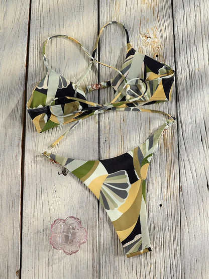 2 Piece Push Up Bikinis Two Piece Suit Bathsuit Bikini Sets Hollow Out Swimsuit String Bathwear Low Waist Swimwear - The Clothing Company Sydney