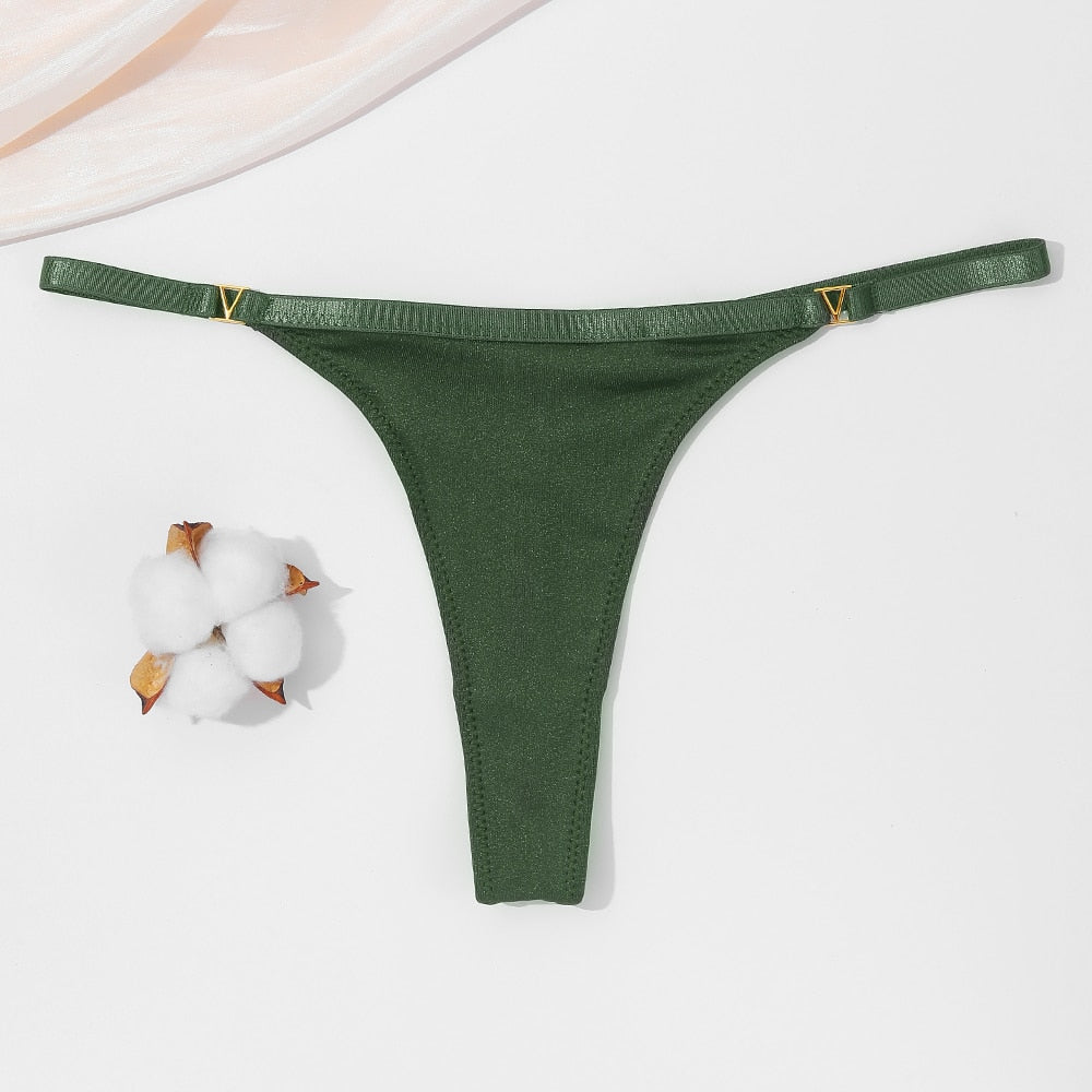3 Pack Set Women's Panties Low Waist Cotton G-string Thong Panties Solid Colour Metal T-pants Panties Lingerie The Clothing Company Sydney