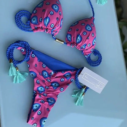 2 Piece Printed Swimwear Rope Bikini Split Swimsuit Bikini Set The Clothing Company Sydney