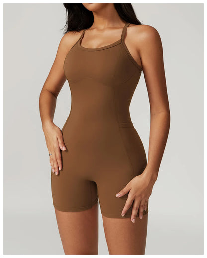 Women's Cross Strap Romper Backless Set Fitness Bodysuit Sportswear Gym Clothes Jumpsuit One-piece Playsuit Yoga Suit - The Clothing Company Sydney