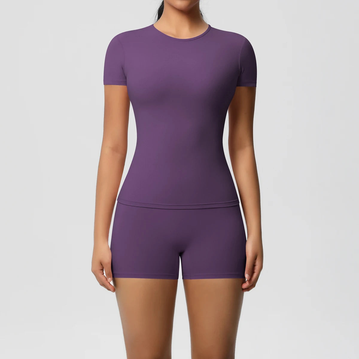 2 Piece Quick-Drying Gym Leggings Set Summer Short Sleeve Breathable Stretchy Yoga Slim Fitness Active Top Women's Cycling Bike Shorts The Clothing Company Sydney