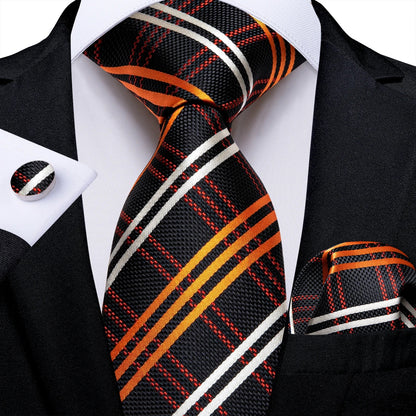 Plaid Print Men's Tie Set 8cm Width Neck Tie Handkerchief Cufflinks Business Wedding Tie Gift Set The Clothing Company Sydney